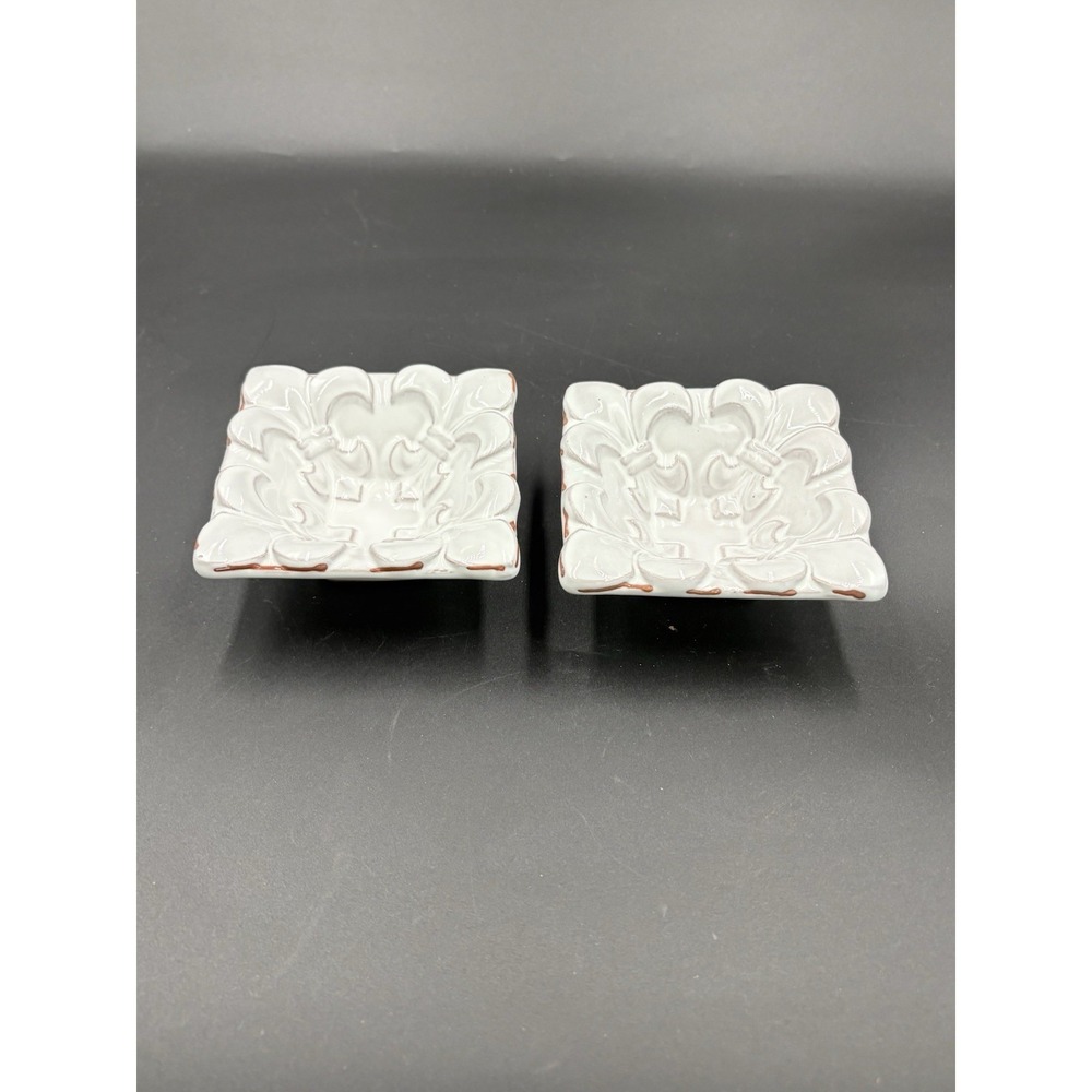 Mud Pie Ceramic Square Decorative Bowl Trinket Snack Dish 4" Small